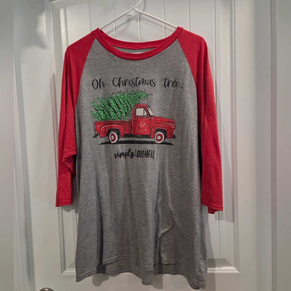 Simply Faithful Top with Red Accents